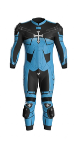 Traje de cuero prémium para hombre, mono de moto de una pieza para carreras con protectores, ideal para el día de pista, con joroba - Product Image 1
