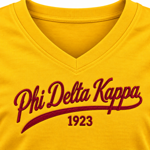 เสื้อยืดคอกลมผู้หญิงลายกรีก Phi Delta Kappa แขนสั้น เนื้อผ้านุ่ม ระบายอากาศดี เหมาะสำหรับใส่ไปโรงเรียน - Product Image 5