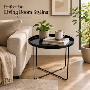 Luxury Movable Eco-Friendly Metal <b>Side</b> <b>Table</b> <b>Tray</b> Top | Waterproof Art Deco Iron Accent <b>Table</b> for Living Room Bedroom Entryway - Product Image 3