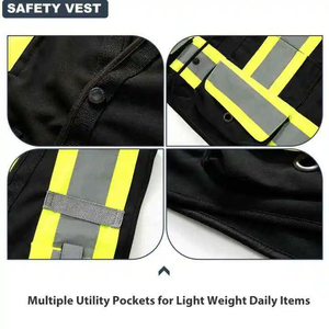 Gilet de sécurité réfléchissant haute visibilité avec fermeture éclair, logo personnalisé, vêtements de sécurité pour la construction, gilet de travail réfléchissant avec poches - Product Image 6