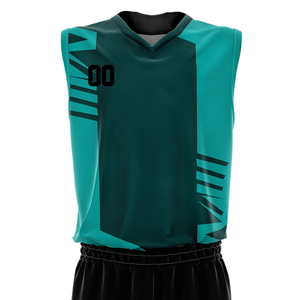 Conjunto de Camiseta de Baloncesto Personalizada Color Verde Azulado, Sin Mangas, Cuello en V, Impresión Sublimada, Absorbe la Humedad, Unisex para Adultos, Corte Regular - Product Image 3