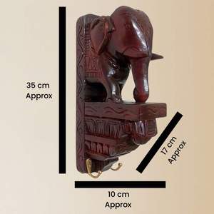 Premium Quality Classic Handcrafted Brown Mango Wood Elephant <b>Key</b> Holder with 2 <b>Hooks</b> Wooden <b>Wall</b> Hanger <b>for</b> Home Office - Product Image 4