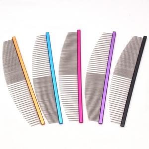 Peigne de toilettage pour animaux de compagnie, chiens et chats, en acier inoxydable, à dents arrondies, professionnel et coloré - Product Image 3