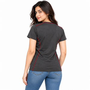 Conjuntos casuales de tela suave y favorecedora para mujeres, camisetas con cuello en V para mujeres que buscan comodidad, estilo y versatilidad, un look moderno. - Product Image 2