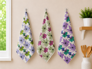 Floral Linen Hand Towel Quick Dry <b>Kitchen</b> Cleaning Towel Set Printed Rectangle Home Use - Product Image 3