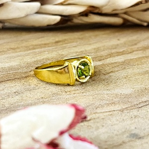 New Arrival Boho Peridot <b>Ring</b> Minimalist Brass Gemstone Women 18k Gold Plated <b>Dainty</b> Statement Band <b>Ring</b> for Wholesale/OEM/ODM - Product Image 5