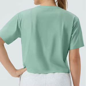 Camiseta Roja Oversize de Corte Holgado para Mujer con Diseño a Cuadros Único, Transpirable, Ropa Corta de Verano, Bajo MOQ, ¡Oferta! Logotipo Frontal Incluido - Product Image 4