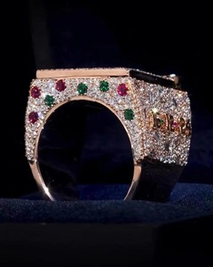 Custom Crown <b>Ring</b> for Men 14k Gold <b>Iced</b> Out Pinky <b>Ring</b> Ruby Emerald Royal Statement <b>Ring</b> Personalized Hip Hop Jewelry - Product Image 2