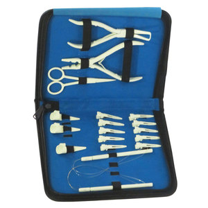 Professional Stainless Steel Hair Extension <b>Tools</b> <b>Kit</b> with Hair Clamps Divider Ring Weft Needles <b>Mini</b> Scissors Tape Pliers - Product Image 4