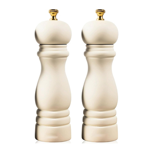 Moulin à poivre en laque à finition brillante et réfléchissante, avec fonctionnalité classique, broyeur géométrique noir ultra-brillant pour les gourmets - Product Image 1