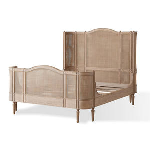 Meuble Jhonson en bois de mahogany massif de bonne qualité avec tressage en rotin et finition naturelle pour chambre à coucher - Product Image 1