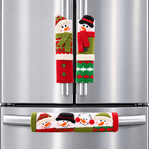 Housses de poignée de réfrigérateur de Noël, Père Noël, Bonhomme de neige, ensemble de décoration festive pour poignées d'appareils de cuisine - Product Image 3