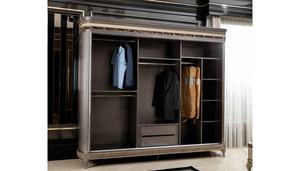 Juego de Dormitorio de Lujo de Madera de Teca Sólida Estilo Mid-Century Antiguo con Cama King Size Tallada en Oro, Mesitas de Noche y Tocador para Uso Hotelero - Product Image 5