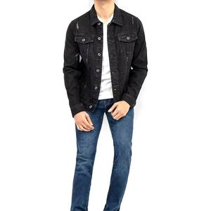 High Quality Customizable Men's <b>Denim</b> <b>Jacket</b> 100% Cotton Casual Winter Front Embroidered Logo Quick Dry Breathable Stand - Product Image 4