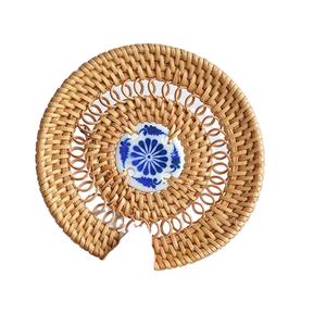Juego de posavasos de ratán redondo hecho a mano ecológico posavasos de alta calidad para tazas de té, venta al por mayor de Vietnam - Product Image 6
