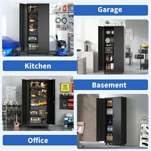 Heavy Duty 71 Inch Rolling <b>Metal</b> <b>Garage</b> <b>Storage</b> <b>Cabinet</b> with Wheels Lock 4 Adjustable Shelves (180lb Each) Steel - Product Image 3
