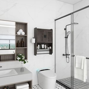 Armadietto da Bagno a Parete con Ripiani Regolabili e Ante, Mobile per Toilette e Medicinali, Arredamento Bagno - Product Image 1