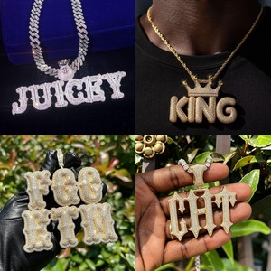 Custom Hip Hop Iced Out Name Pendant Necklace Personalized CZ <b>Letter</b> Pendant Bling Rapper Jewelry for Men Women - Product Image 4