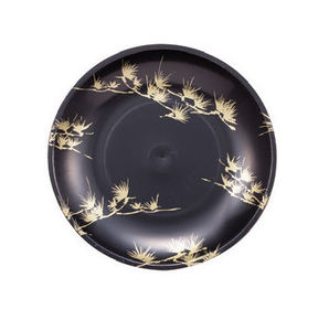 Food Grade PP Material 300mm Diameter Blister Accept Custom Order Black Round Plastic Tray With Golden Bamboo Pattern - Product Image 1