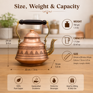 Handcrafted Pure Copper <b>Tea</b> Kettle With Brass Spout Wooden Handle Vintage Home Hotel Decor Kitchen Serving Pot Wholesale - Product Image 6