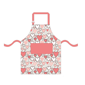 Modern Heart Pattern 100% Cotton Apron with Pink Pocket and Straps Sustainable Kitchen Use for Hotels & Restaurants - Product Image 1