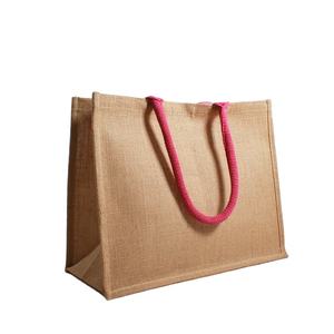 Bolsa de yute ecológica al por mayor, bolsa grande de cáñamo de arpillera natural, reutilizable y reciclada, personalizable con logotipo para bolsas de la compra - Product Image 1