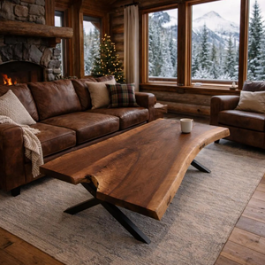 Classic Rectangle Metal & Mango Wood Modern Industrial Coffee Table with Drawer Storage for Living Room Decor - Product Image 1