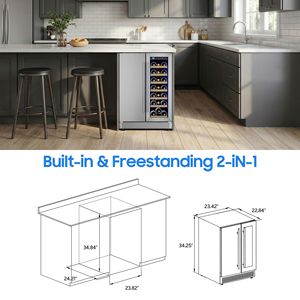 Frigorifero per Vini e Bevande da Incasso a Doppia Zona di Temperatura da 24 Pollici per Conservare le Tue Collezioni - Product Image 6