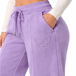 <b>Womens</b> Flare <b>Fleece</b> <b>Trousers</b> Soft Winter Wide Leg Sweatpants Custom Manufacturer Wholesale OEM ODM Private Label Casual Apparel - Product Image 6