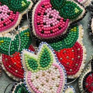 7. Lightweight Handmade Embroidered Beaded Dangle <b>Earrings</b> for Women with Trendy Color Combinations for Everyday and Occasion We - Product Image 3