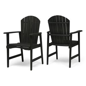 Set di 2 sedie da pranzo Adirondack per esterni, resistenti alle intemperie, con finitura grigio scuro, realizzate in legno di acacia - Product Image 2