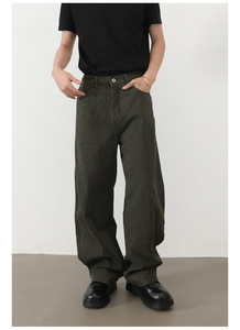 Pantalones Cargo de Mezclilla para Hombre, Corte Recto, Cintura Media, Transpirables, Impermeables, Ecológicos, de Algodón, Estilo Urbano, Color Negro, Otoño - Product Image 2