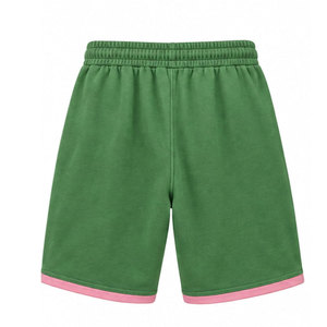 Alpha Kappa Alpha Embroidered <b>Green</b> <b>Shorts</b> with Pink Trim and Drawstring Closure Casual Wear for Women - Product Image 3
