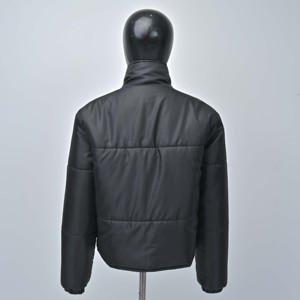 High Quality Womens Black Quilted Knitted <b>Jacket</b> Stand Collar Full <b>Sleeve</b> <b>Short</b> Winter Eco-Friendly Breathable Polyester Wadding - Product Image 3