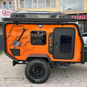 Compact Travel Trailer Camper Car Trailer Off Road Utility Trailer with Solar Shower Roof Rack <b>Ladder</b> Travel trailer - Product Image 2
