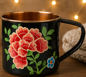 Taza Moscow Mule de Cobre con Recubrimiento en Polvo Morado Premium, Taza de Cerveza de Lujo con Diseño Floral Artístico Personalizado, Resistente y Sólida - Product Image 2