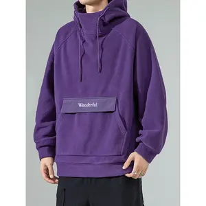 Otoño Hombres estilo Vintage medio cuello alto Sudadera con capucha Y2K a prueba de viento pulóver Streetwear sudaderas Casual estilo Vintage - Product Image 1
