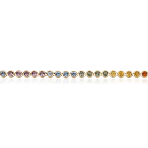 High Quality Women Custom Bezel <b>Set</b> Multi Sapphire Stackable Tennis Bracelet K14 Real Yellow <b>Gold</b> Elegant Handmade Jewelry - Product Image 3