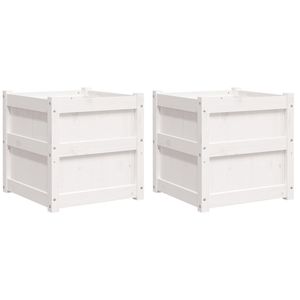 2pcs blanc bois massif pin élégant jardinières pots de fleurs et jardinières - Product Image 2