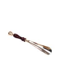Metal Brass Shoe Horn with Wooden Handle Premium Long Handle Shoe <b>Helper</b> for Easy Wear - Product Image 3