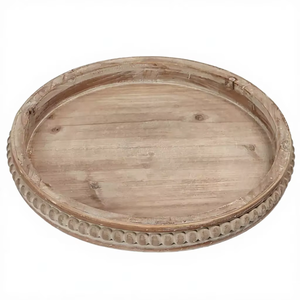 Bandeja de Servir Geométrica Multifuncional con Cuentas Talladas para Madera, Diseño Rústico Tradicional Hecho a Mano, Plato Decorativo para Cocina y Comedor - Product Image 6