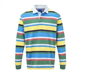 Mens Cotton Stripped Old School Rugby Polo Shirts Long Sleeve Rugby Shirts & Tops Custom Designs Sportswear