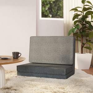 Silla de Piso de Espuma de Poliéster Gris Claro, Diseño Metálico Plegable y Compacto para Sala de Estar - Product Image 1