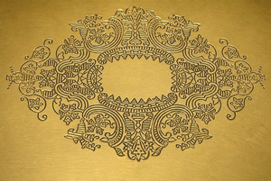 Luxury Gold Brass <b>Round</b> Decorative <b>Tray</b> with Intricate Floral Engraving Ornate Openwork Border Raised Feet and Elegant - Product Image 3