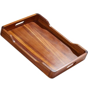 Polish Natural Acacia Wooden <b>Tray</b> With Handles Food Contact Safe Serving <b>Trays</b> Multipurpose Sustainable Eco Friendly <b>Tray</b> <b>Decor</b> - Product Image 1