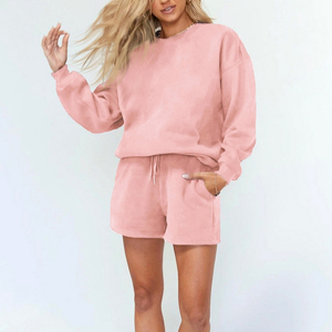 Custom Winter Long Women's Yoga Tracksuit Sweatshirt Set 2 Piece <b>Shorts</b> Elastic Waist Breathable Quick Dry Spandex/Polyester - Product Image 4