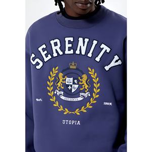 Sweat-shirt à col rond surdimensionné pour homme de haute qualité avec logo personnalisé, en molleton de coton, streetwear décontracté, OEM - Product Image 2