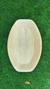 Bandeja de hoja de palma de areca natural ovalada desechable de 12,5 pulgadas plateada y ecológica biodegradable - Product Image 3