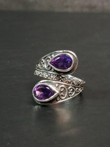Sterling <b>Silver</b> Amethyst <b>Ring</b> Size 8 5 Handmade Gemstone <b>Ring</b> Made In India Jewelry Gift For Women Elegant - Product Image 4