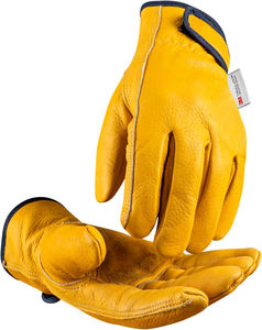 Gants de sécurité pour conducteurs en cuir de vache véritable pour hommes, gants de travail résistants aux coupures, gants de conduite robustes, gants de sport d'extérieur - Product Image 1
